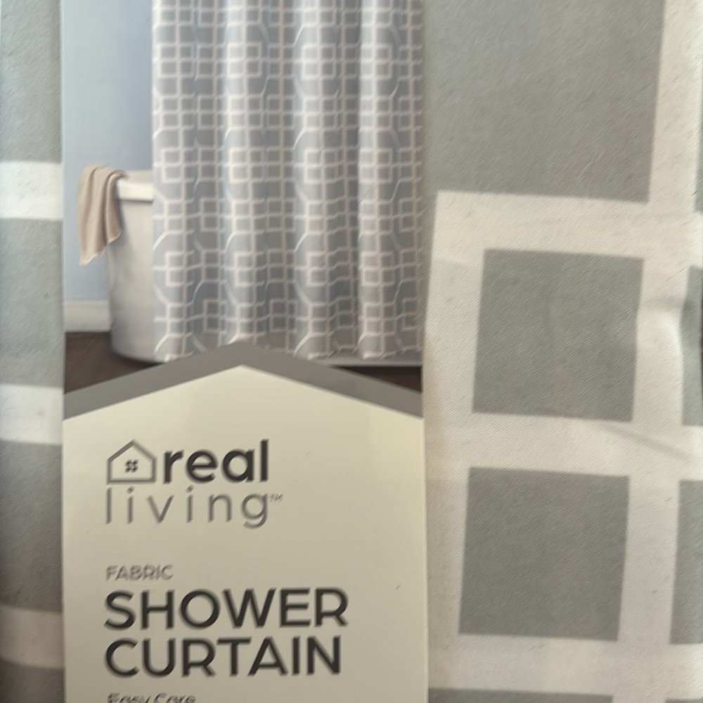 Shower curtain new Steel Damask 70” wide x 72" L Real Living polyester